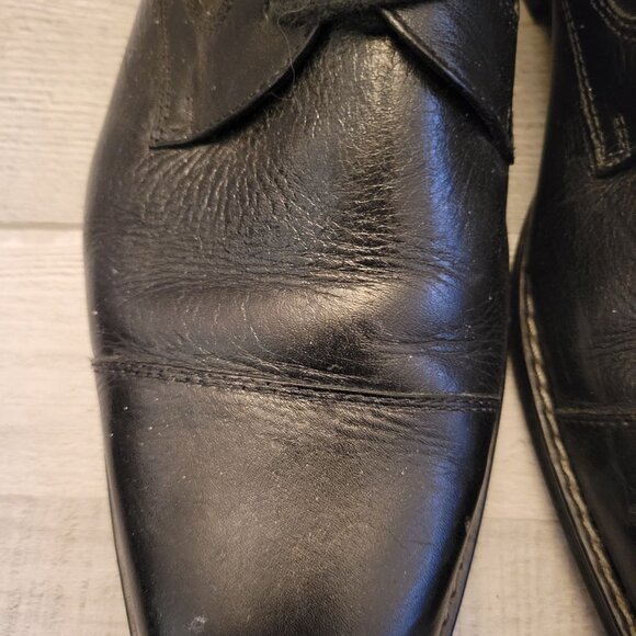 Mens Black Leather Lace-Up Dress Shoes Size 9.5 D - Picture 2 of 7